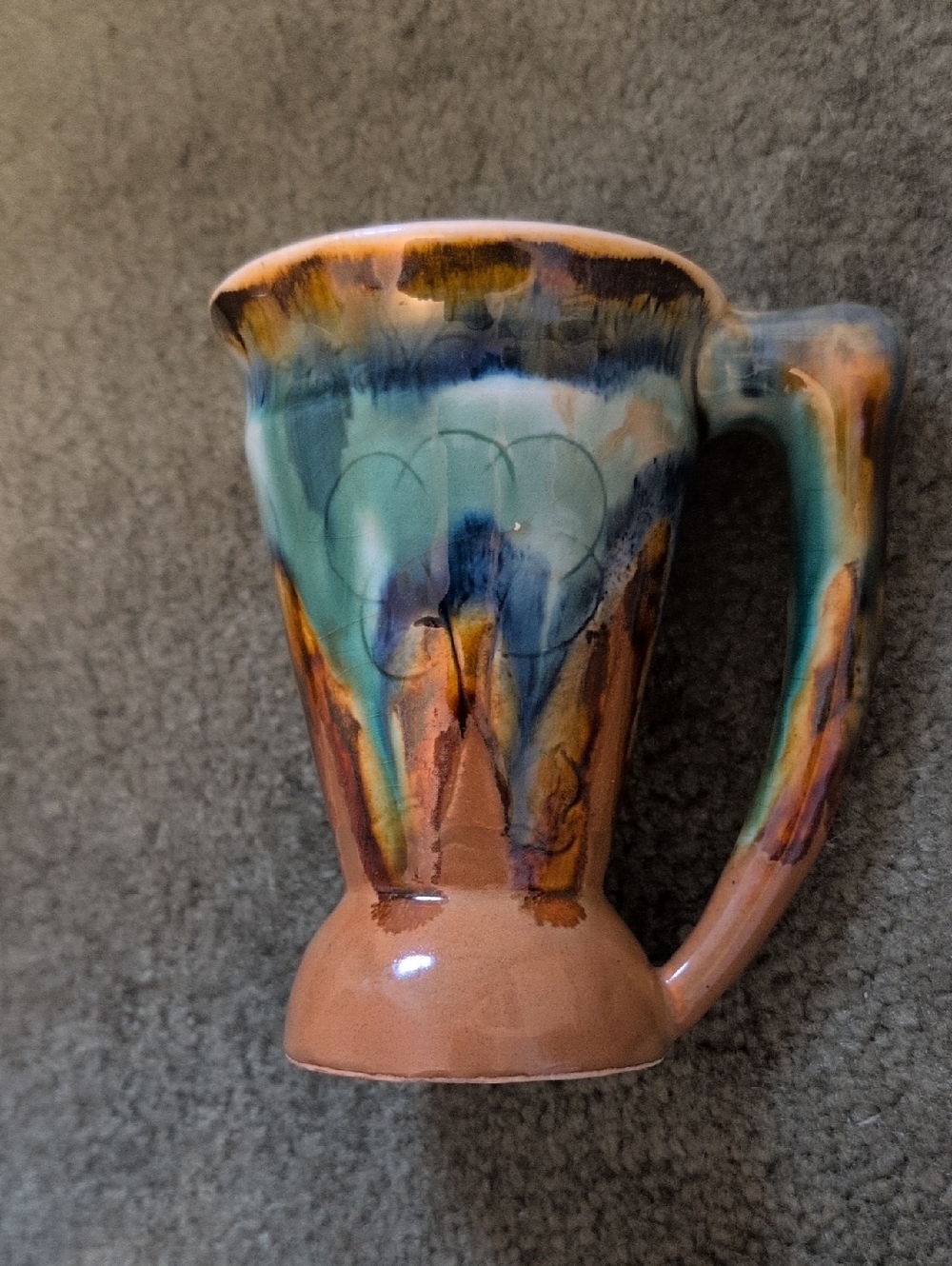 WILFRID ROBERGE vintage mug Ceramic Decorative Pitcher in Turquoise and Brown✨